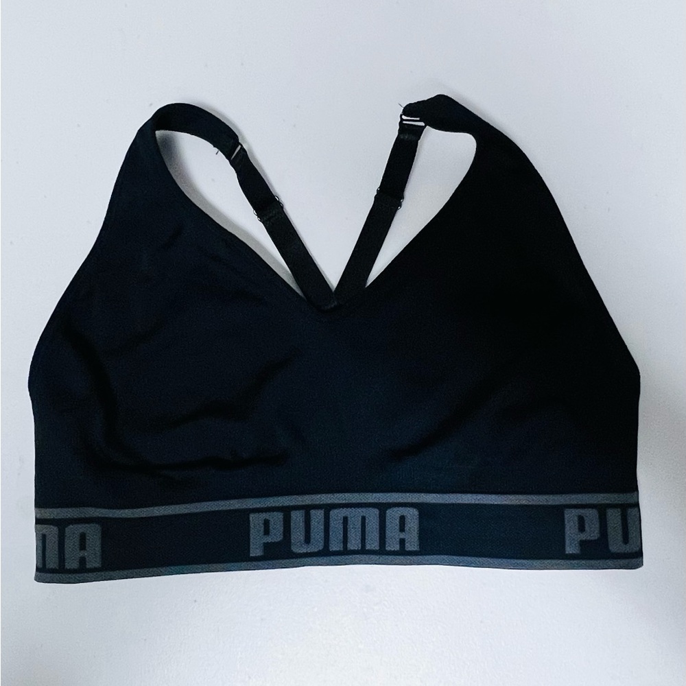 Puma Black Bralette Sports Bra with Logo Band
